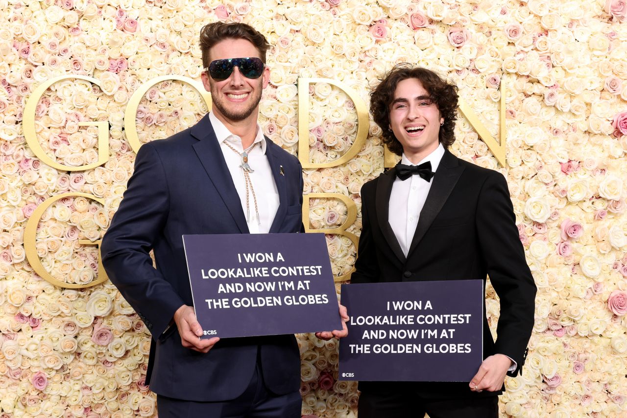 Max Braunstein, left, and Miles Mitchell attend the Golden Globe Awards on Sunday.