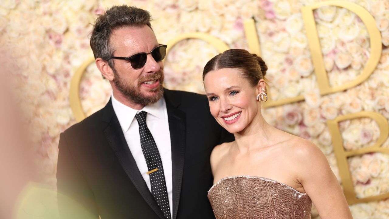 Dax Shepard and Kristen Bell attend the 82nd Annual Golden Globe Awards at The Beverly Hilton on January 05, 2025 in Beverly Hills, California.