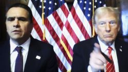 NEW YORK, NEW YORK - JANUARY 10: U.S. President-elect Donald Trump appears remotely for a sentencing hearing in front of New York State Judge Juan Merchan with his attorney Todd Blanche (L) at Manhattan Criminal Court on January 10, 2025 in New York City. The U.S. Supreme Court rejected President-elect Donald Trump's last-minute bid to halt his sentencing in the criminal hush-money case. Trump was found guilty on all 34 felony counts of falsifying business records, becoming the first former U.S. president to be convicted of felony crimes. (Photo by Brendan McDermid-Pool/Getty Images)