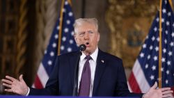 PALM BEACH, FLORIDA - JANUARY 07:  U.S. President-elect Donald Trump speaks to members of the media during a press conference at the Mar-a-Lago Club on January 07, 2025 in Palm Beach, Florida. Trump will be sworn in as the 47th president of the United States on January 20, making him the only president other than Grover Cleveland to serve two non-consecutive terms in office. (Photo by Scott Olson/Getty Images)