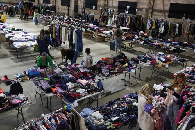 People affected by the wildfires visit the LILA (Lycée International de Los Angeles) relief center for needed supplies.