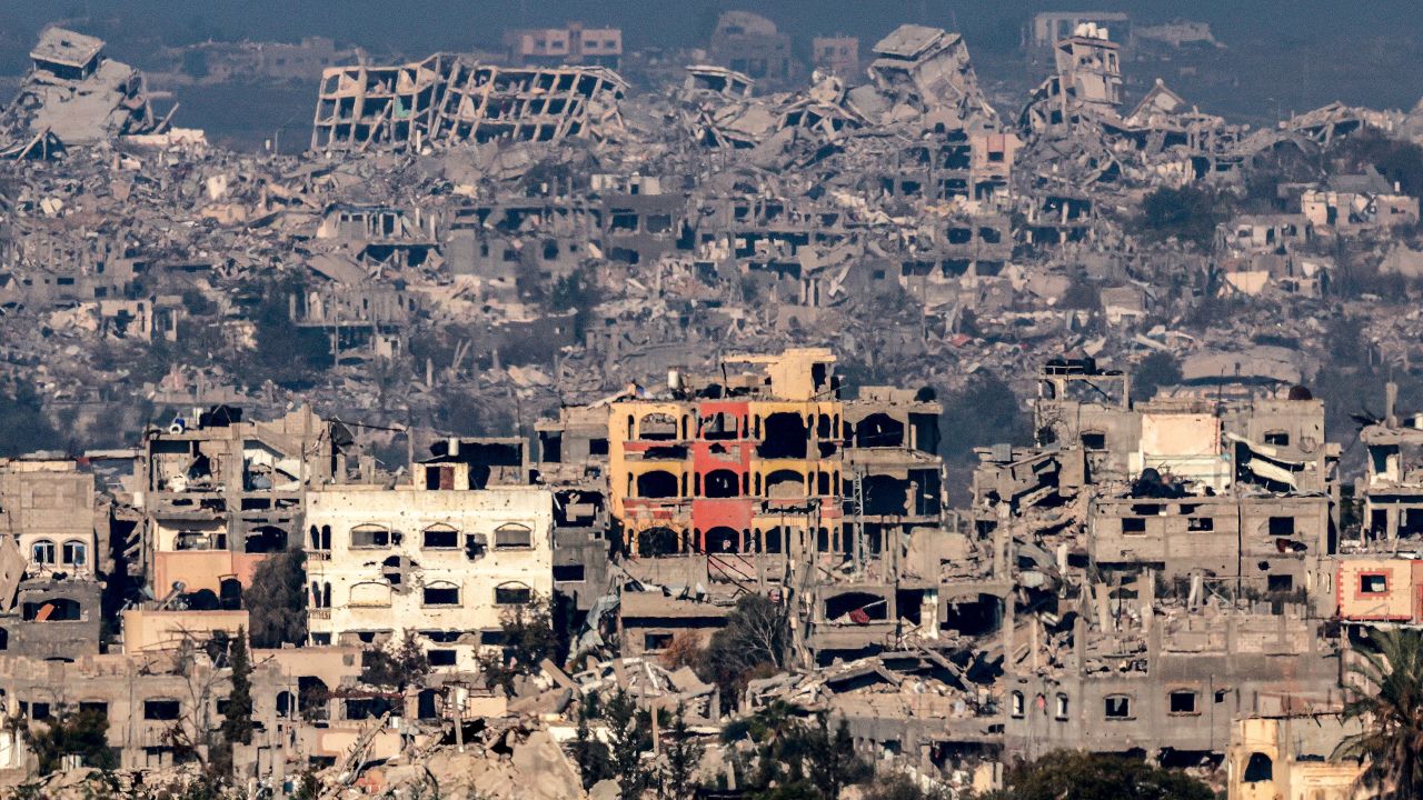 Destroyed buildings are seen in Gaza on January 13.