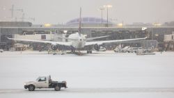 ATLANTA, GEORGIA - JANUARY 10: Snow blankets the Hartsfield-Jackson Atlanta International Airport as a winter storm moves into the area on January 10, 2025 in Atlanta, Georgia. Forecasters call for Atlanta to get less than an inch of snow, with surrounding areas up to 2 inches, while North Georgia could get up to 3 inches. (Photo by Joe Raedle/Getty Images)