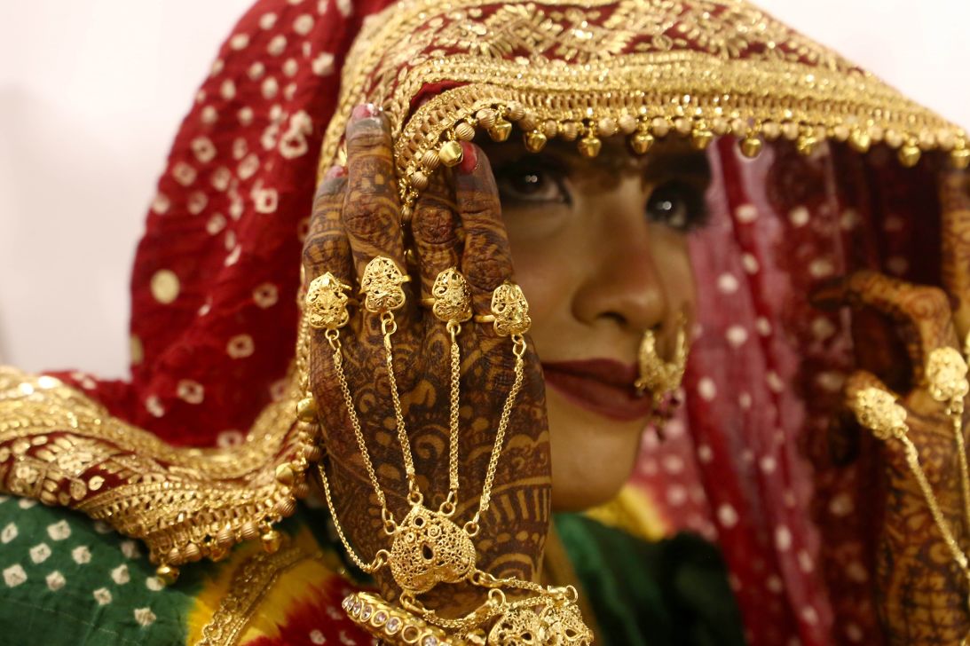 A bride is seen during a wedding ceremony in Karachi, Pakistan, in January 2025.