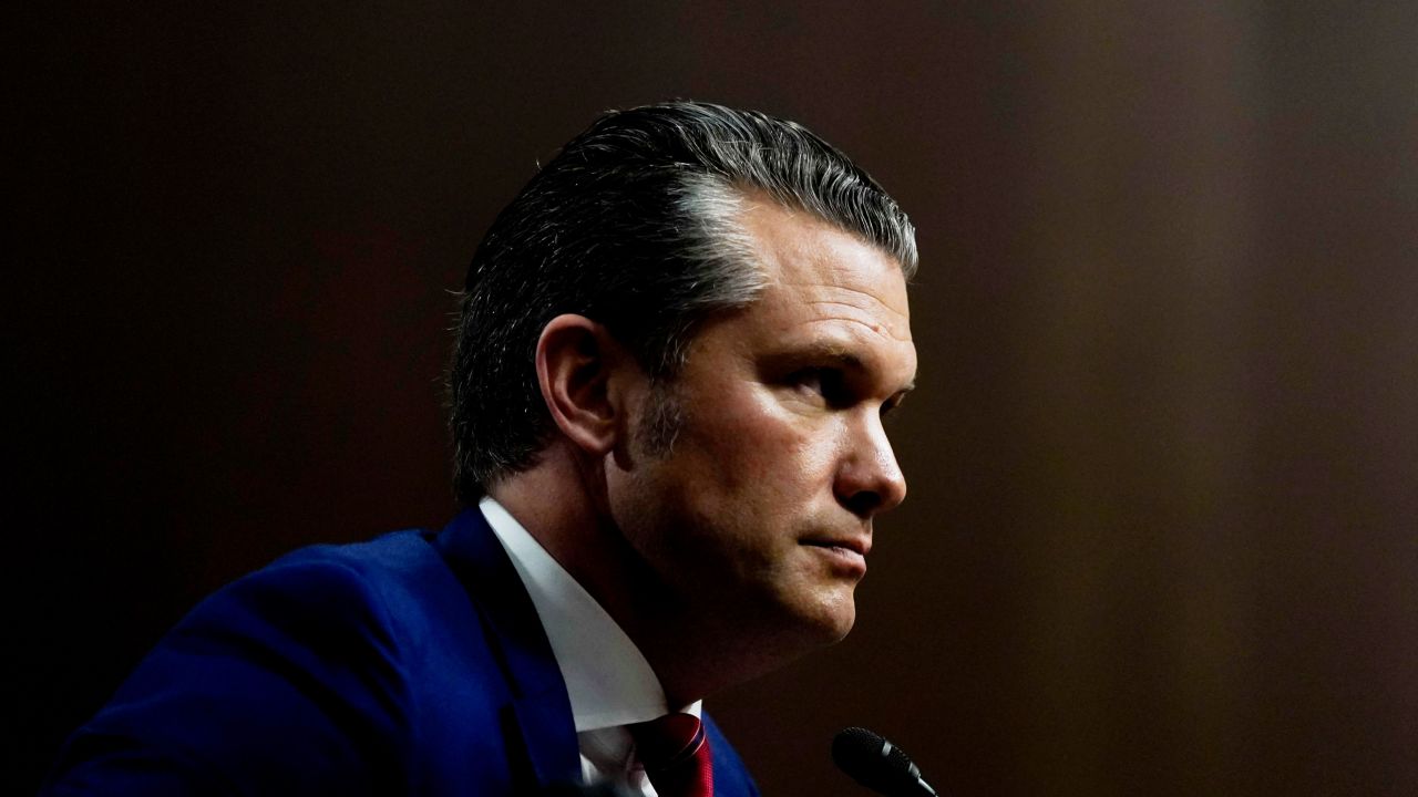 Pete Hegseth is seen during a Senate Armed Services Committee confirmation hearing in Washington, DC, on January 14.