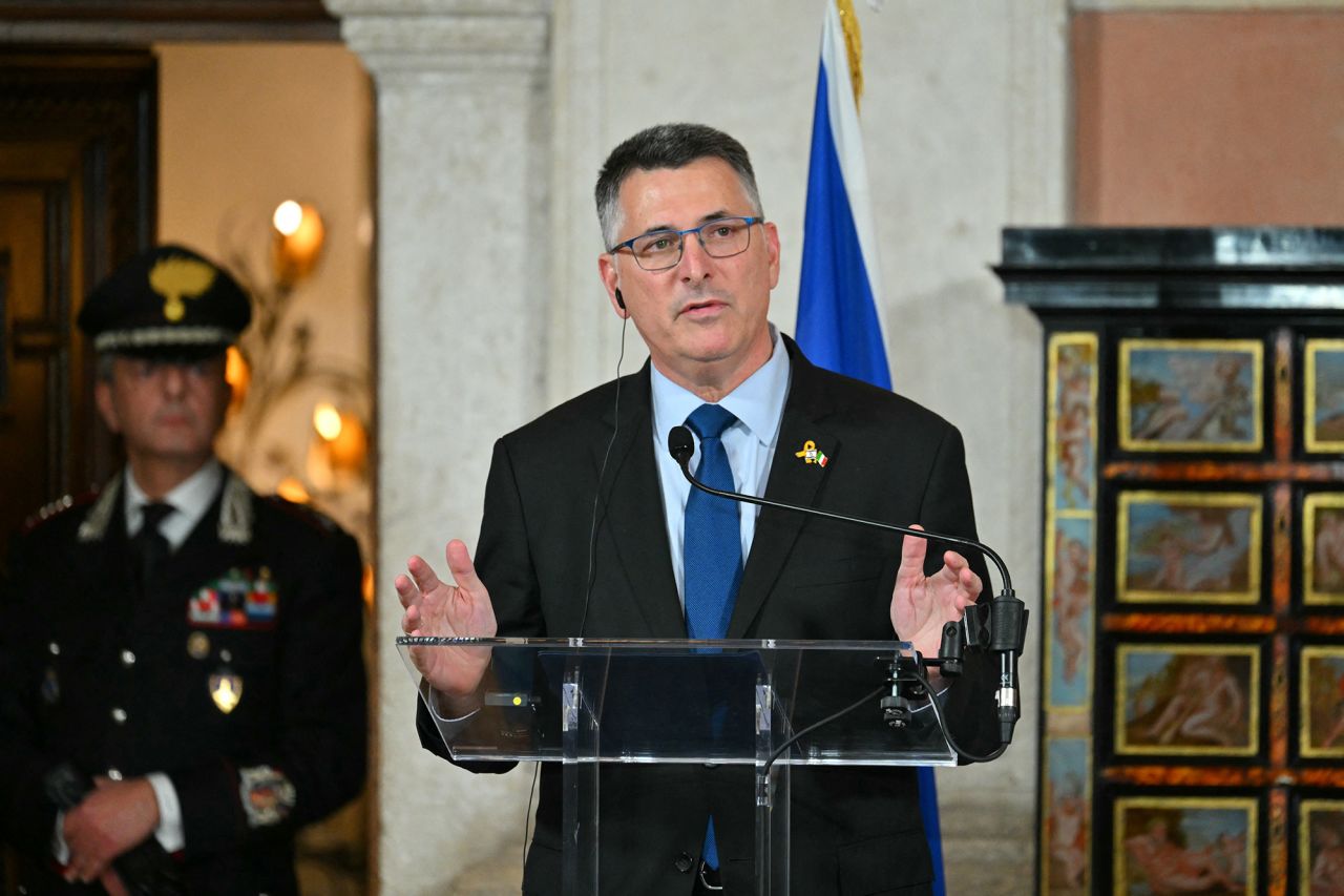 Israel's Foreign Affairs Minister Gideon Saar in Rome, Italy, on Tuesday.