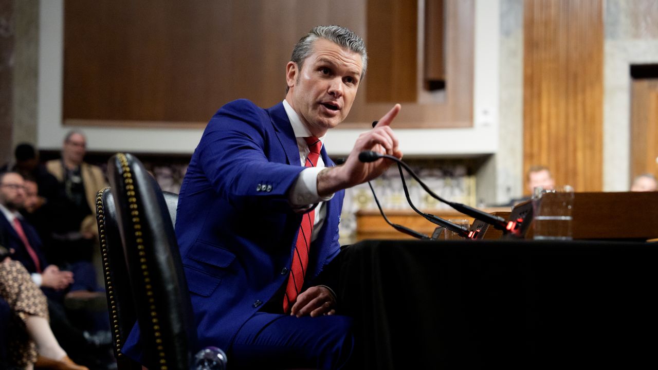 WASHINGTON, DC - JANUARY 14: U.S. President-elect Donald Trump's nominee for Secretary of Defense Pete Hegseth speaks during a Senate Armed Services confirmation hearing on Capitol Hill on January 14, 2025 in Washington, DC. Hegseth, an Army veteran and the former host of "FOX & Friends Weekend" on FOX News will be the first of the incoming Trump istration's nominees to face questions from Senators. (Photo by Andrew Harnik/Getty Images)