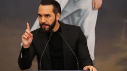 SAN SALVADOR, EL SALVADOR - JANUARY 14: President of El Salvador Nayib Bukele delivers a speech during the first press conference of the year at Casa Presidencial on January 14, 2025 in San Salvador, El Salvador. (Photo by Alex Peña/Getty Images)