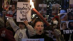 TEL AVIV, ISRAEL - JANUARY 15:  People take part in a rally calling for the return of hostages held in the Gaza Strip amid reports of a possible Gaza cease fire and hostage release deal being reached on January 15, 2025 in Tel Aviv, Israel. A ceasefire deal between Israel and Hamas was announced tonight that would entail the release of Israeli hostages held in Gaza, according to officials from Hamas, the United States, and other parties.  (Photo by Amir Levy/Getty Images)