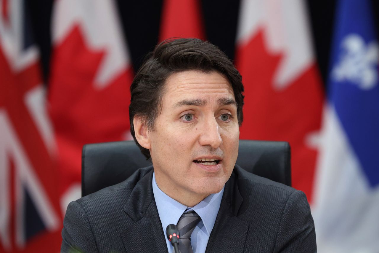 Justin Trudeau, Canada's prime minister, speaks during the First Ministers' Meeting in Ottawa, Ontario, Canada, on Wednesday, Jan. 15, 2025. Liberals will decide on a new leader by March 9, which gives the winner of the contest about two weeks before Parliament returns. Photographer: David Kawai/Bloomberg via Getty Images