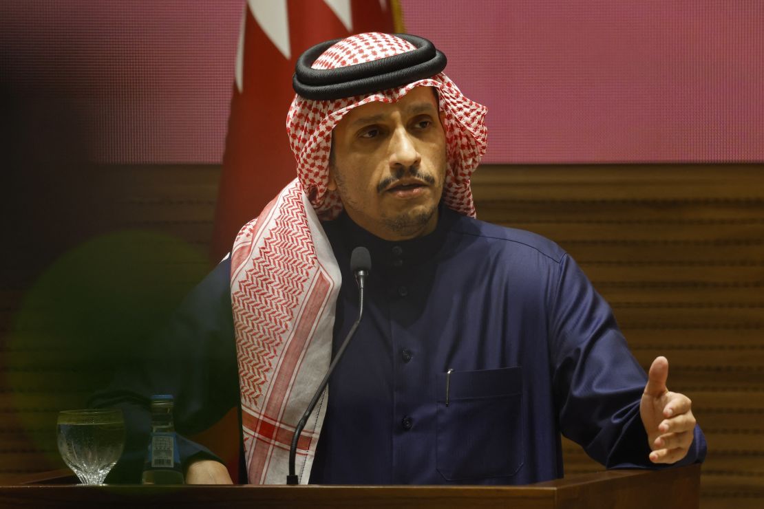 Qatar’s Prime Minister Mohammed bin Abdulrahman bin Jassim Al-Thani announces a Gaza ceasefire and hostage deal on Wednesday, in Doha.