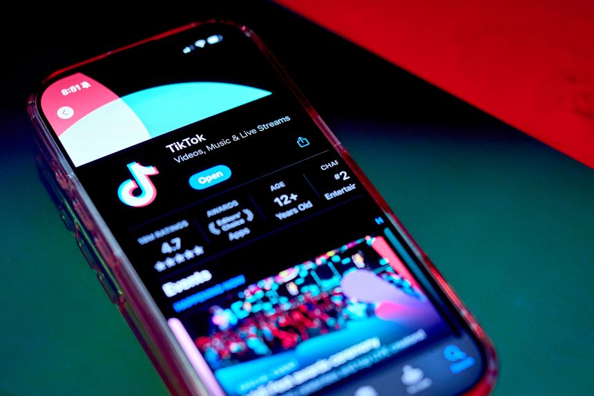 The TikTok app page in the Apple App store on a smartphone in New York, US, on Jan. 15, 2025.