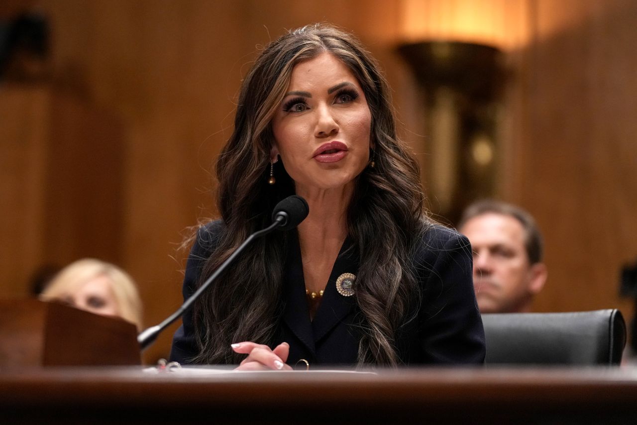 South Dakota Gov. Kristi Noem speaks during her confirmation hearing before the Homeland Security and Governmental Affairs Committee on Capitol Hill on January 17, in Washington, DC.