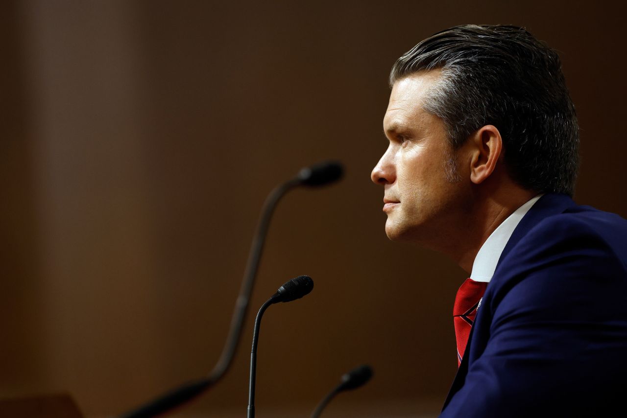 Donald Trump's nominee for Secretary of Defense Pete Hegseth testifies during his Senate Armed Services confirmation on January 14.