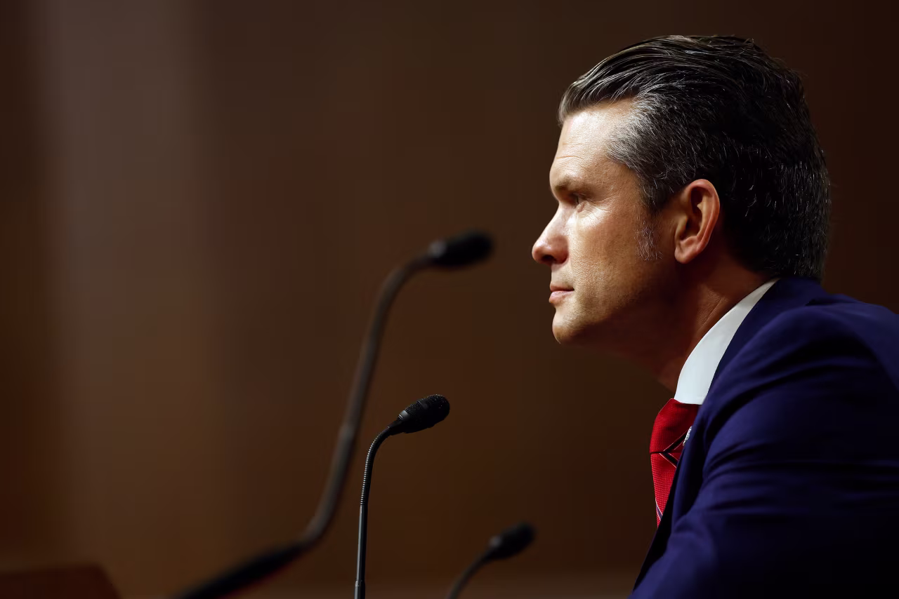 Donald Trump's nominee for Secretary of Defense Pete Hegseth testifies during his Senate Armed Services confirmation on January 14.