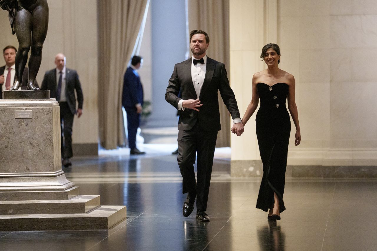 Vice President-elect JD Vance and incoming second lady Usha Vance attend a dinner at the National Gallery of Art in Washington, DC, on Saturday.