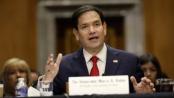 WASHINGTON, DC - JANUARY 15: U.S. President-elect Donald Trump’s nominee for Secretary of State, Sen. Marco Rubio (R-FL) testifies during his Senate Foreign Relations confirmation hearing at Dirksen Senate Office Building on January 15, 2025 in Washington, DC. Rubio, a three-term Senator and a member of the Foreign Relations Committee, has broad bipartisan support from his Senate colleagues but is expected to face questions over Trump’s plans for Greenland, U.S. relations with Russia and the safe return of Hamas-held hostages. (Photo by Kevin Dietsch/Getty Images)