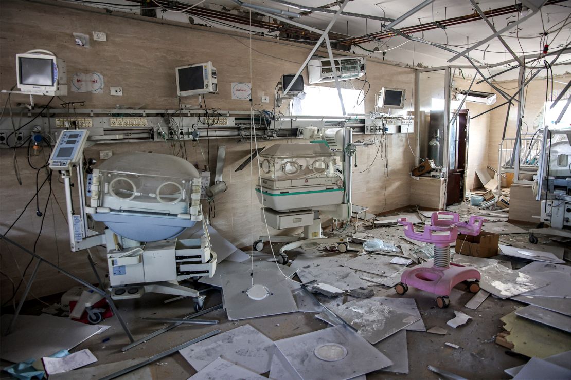 Ransacked infant incubators shown at the neonatal intensive care unit at Kamal Adwan Hospital, northern Gaza, on January 20, 2025, after Israeli forces withdrew from the besieged medical facility.