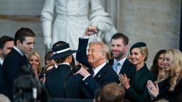 WASHINGTON, DC - JANUARY 20: U.S. President Donald Trump celebrates with family after being sworn in at his inauguration in the U.S. Capitol Rotunda on January 20, 2025 in Washington, DC. Donald Trump takes office for his second term as the 47th President of the United States. (Photo by Kenny Holston-Pool/Getty Images)
