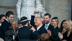 WASHINGTON, DC - JANUARY 20: U.S. President Donald Trump celebrates with family after being sworn in at his inauguration in the U.S. Capitol Rotunda on January 20, 2025 in Washington, DC. Donald Trump takes office for his second term as the 47th President of the United States. (Photo by Kenny Holston-Pool/Getty Images)