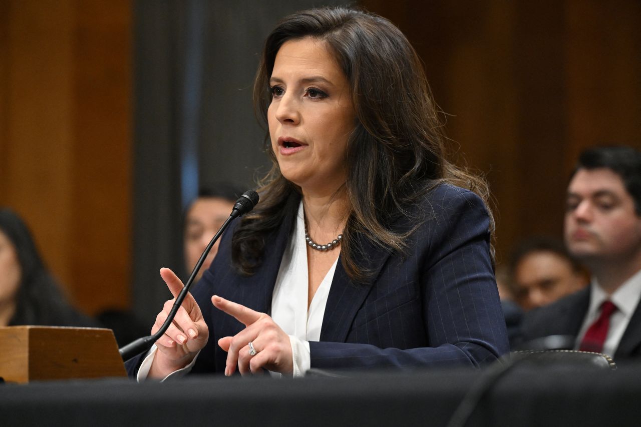 US Representative Elise Stefanik, Republican from New York, testifies before the Senate Foreign Relations Committee on her nomination to be Ambassador to the United Nations, on Capitol Hill in Washington, DC, January 21, 2025. (Photo by SAUL LOEB / AFP) (Photo by SAUL LOEB/AFP via Getty Images)