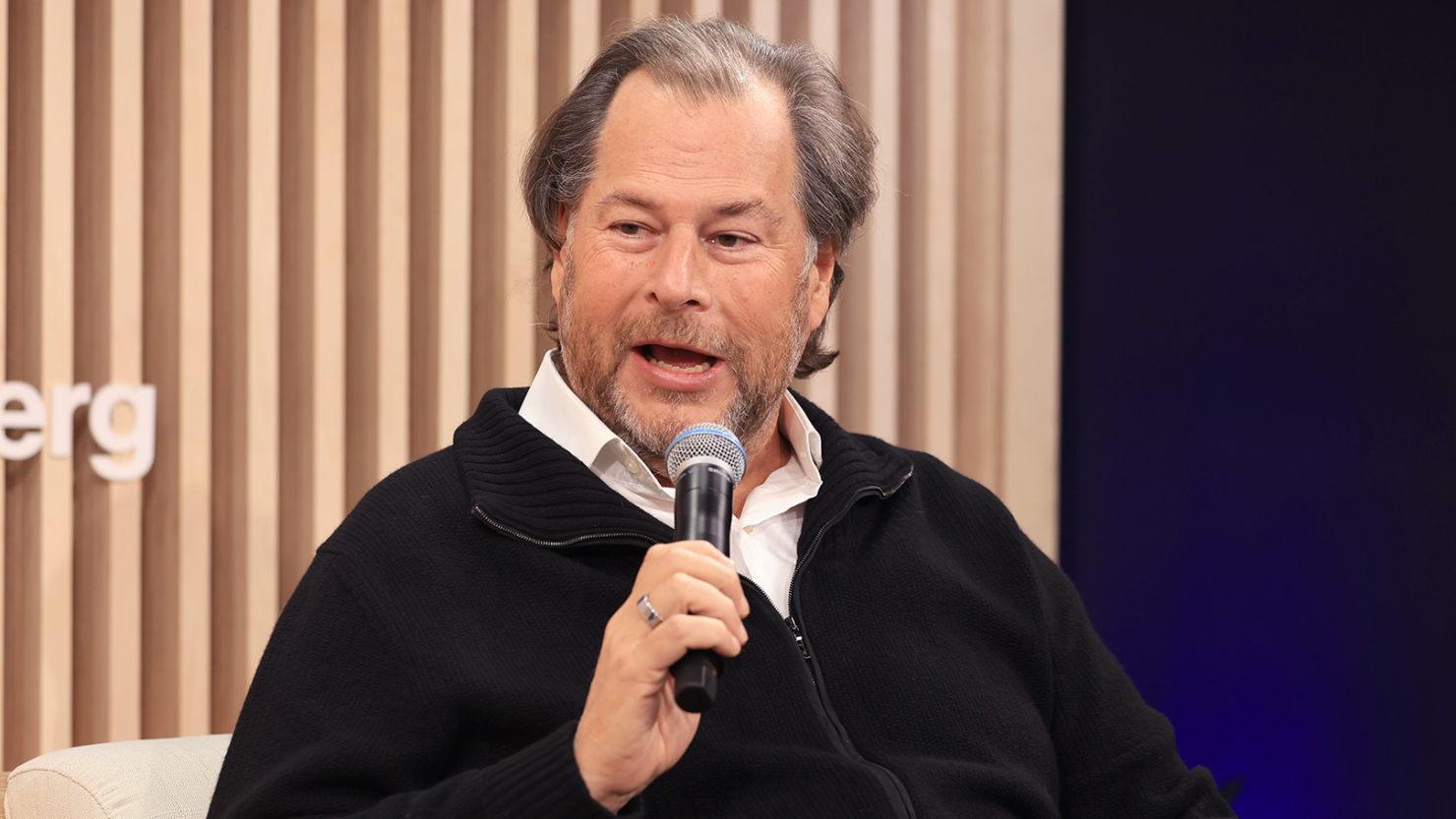 Salesforce CEO Marc Benioff during an interview in Davos, Switzerland, on January 22, 2025.