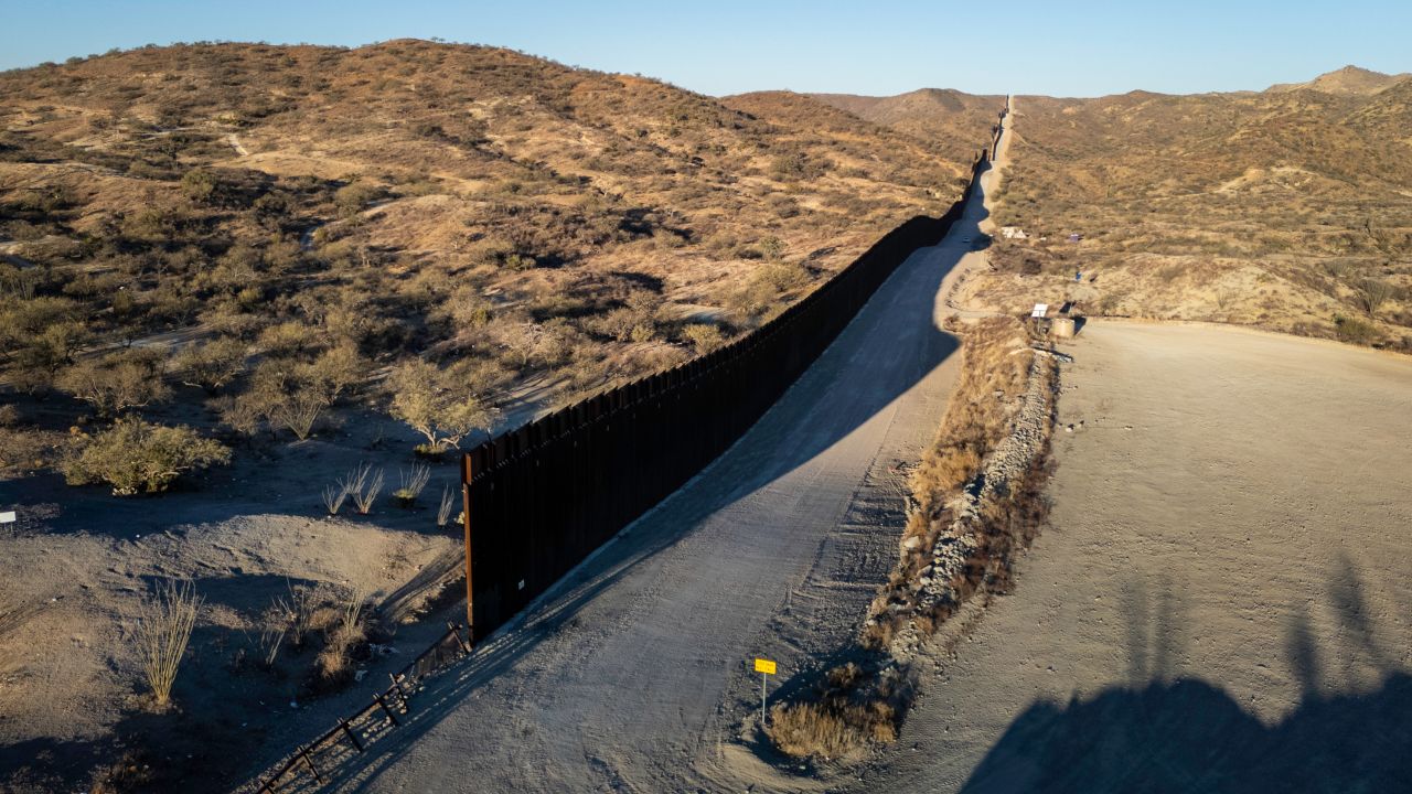 The US-Mexico border is seen near Sasabe, Arizona, on Sunday.