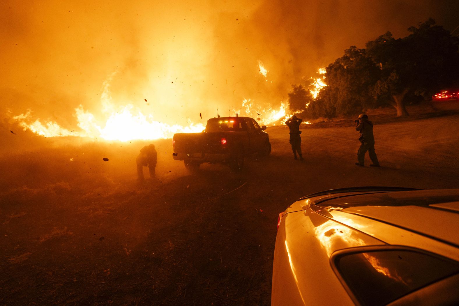 Firefighters battle the Hughes Fire on Wednesday, January 22.