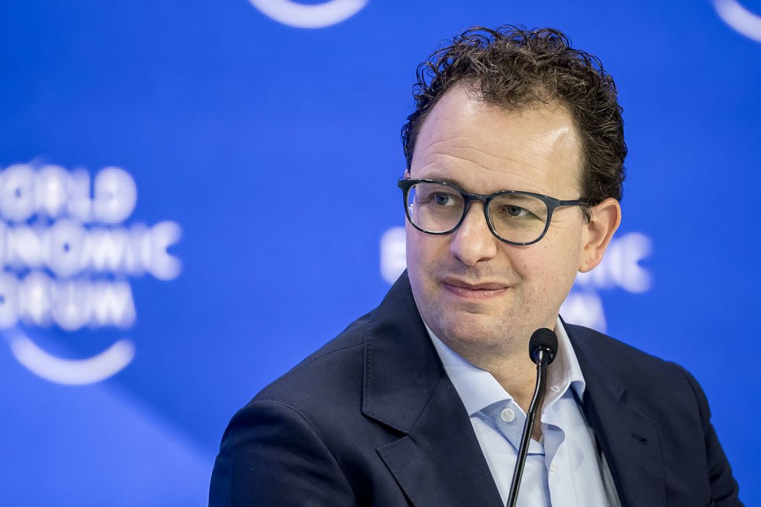 Anthropic CEO Dario Amodei takes part in a session on AI during the World Economic Forum's annual meeting in Davos on January 23, 2025.
