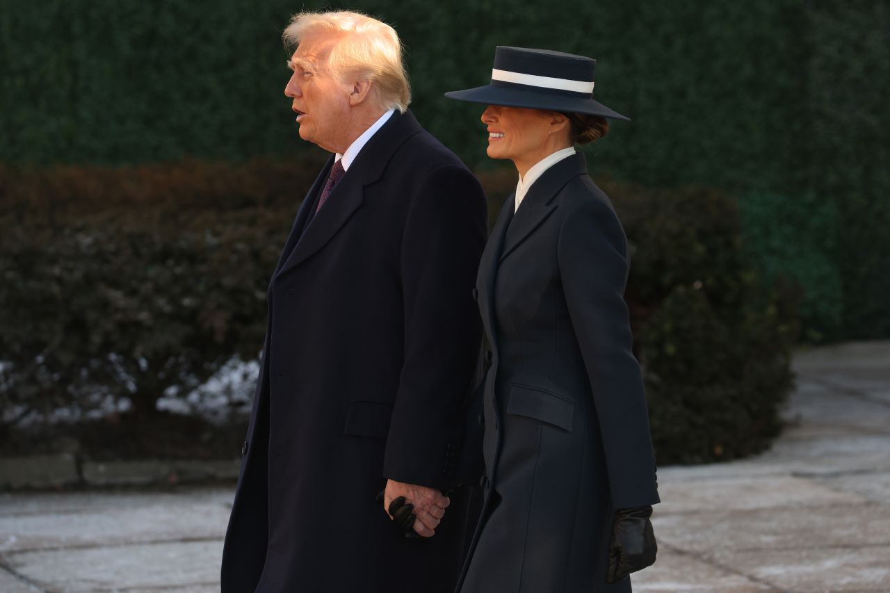 Melania Trump and President-elect Donald Trump leave St. John's Church in Washington, DC on Monday.