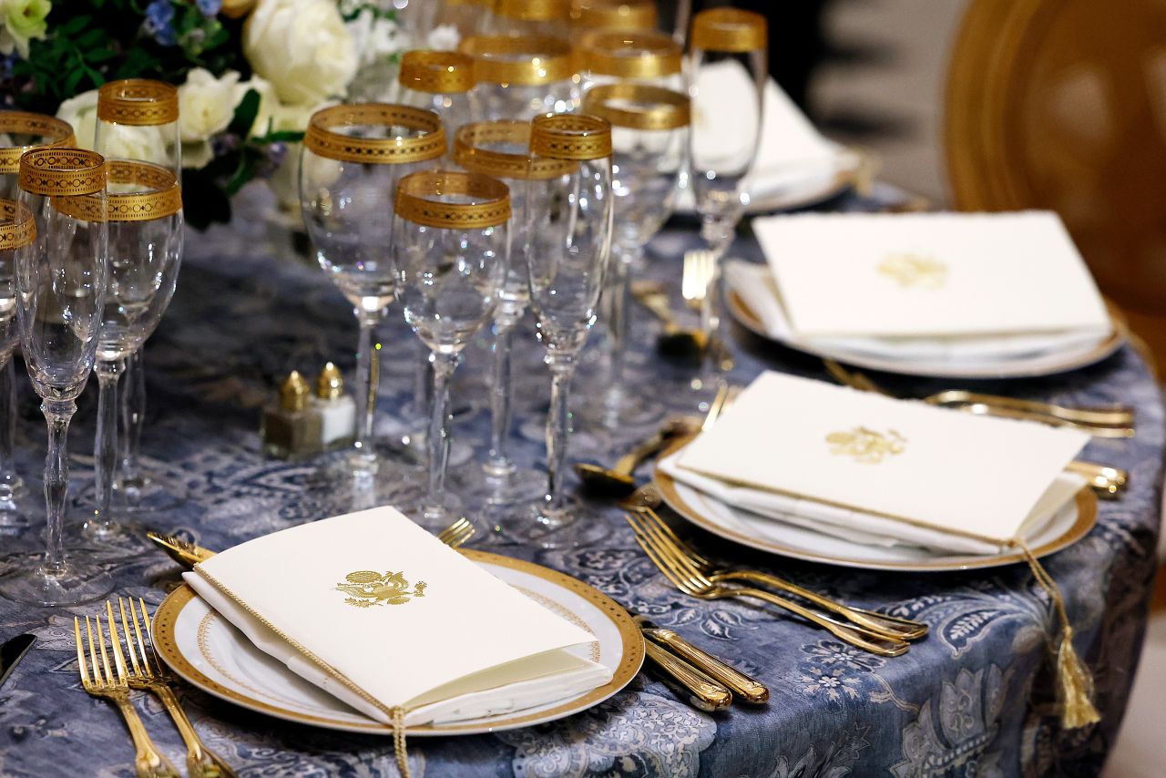 Preparations are made for the Inaugural Luncheon at the Capitol on in Washington, DC on Monday.