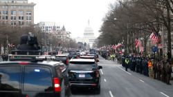 WASHINGTON, DC - JANUARY 20: The motorcade heads to the U.S. Capitol for the inauguration of U.S. President-elect Donald Trump on January 20, 2025 in Washington, DC. Donald Trump takes office for his second term as the 47th president of the United States. (Photo by Anna Moneymaker/Getty Images)