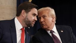 WASHINGTON, DC - JANUARY 20: U.S. Vice President-elect former Sen. J.D. Vance (R-OH) speaks with U.S. President-elect Donald Trump as they arrive to inauguration ceremonies in the Rotunda of the U.S. Capitol on January 20, 2025 in Washington, DC. Donald Trump takes office for his second term as the 47th president of the United States. (Photo by Chip Somodevilla/Getty Images)