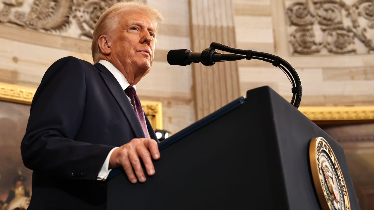 U.S. President Donald Trump speaks during inauguration ceremonies in the Rotunda of the U.S. Capitol on January 20, 2025 in Washington, DC. Donald Trump takes office for his second term as the 47th president of the United States.