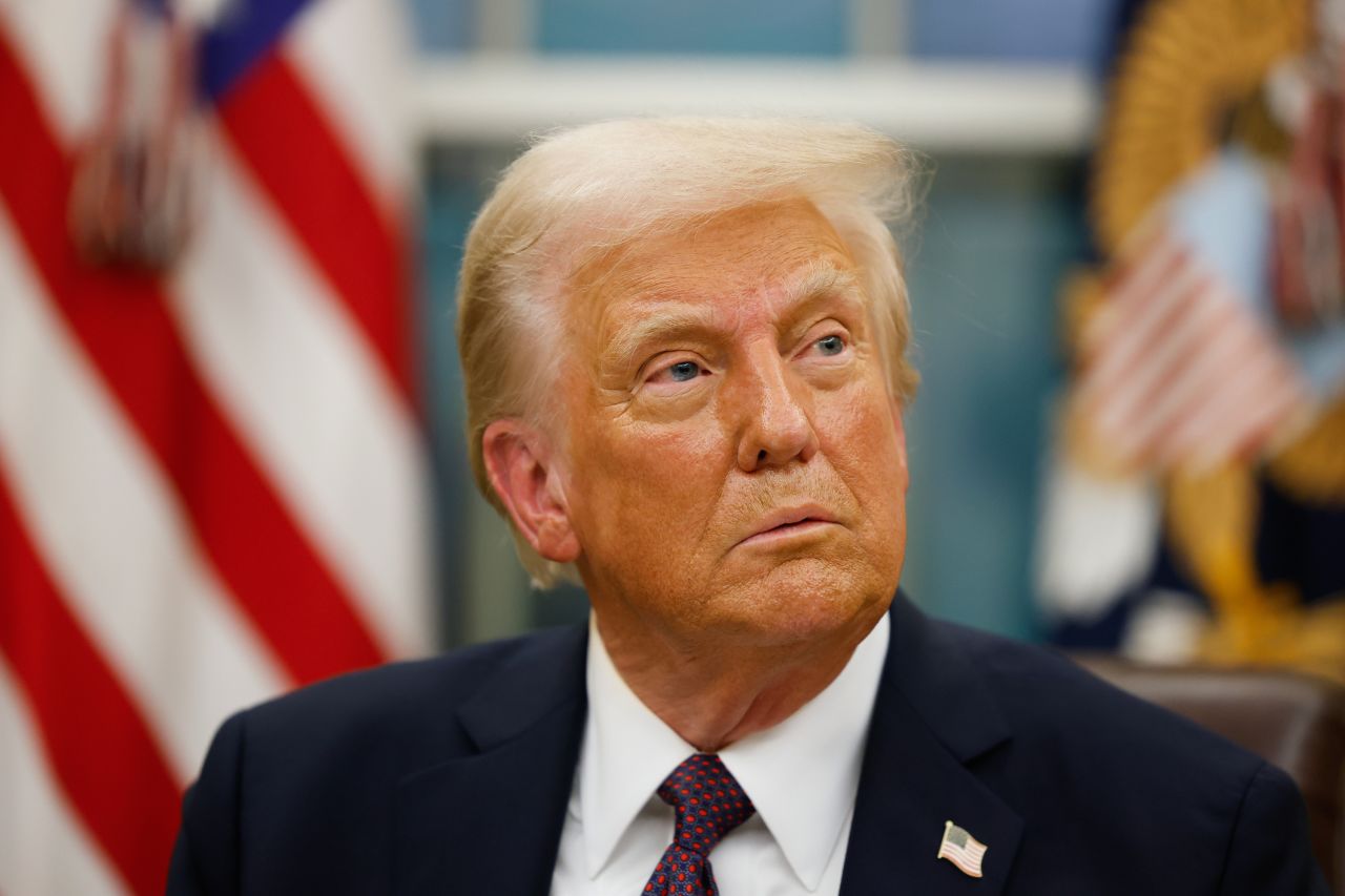 President Donald Trump is seen in the Oval Office on Monday.