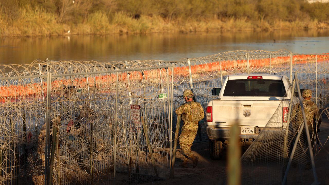 US Army soldiers patrol the US-Mexico border at Eagle Pass, Texas, on January 24, 2025. US President Donald Trump ordered 1,500 more military personnel to the border with Mexico as part of a flurry of steps to tackle immigration, his spokeswoman said on January 22. Border security is a key priority for the president, who declared a national emergency at the US frontier with Mexico on his first day in office, and the additional personnel will bring the total number of active-duty troops deployed there to around 4,000. (Photo by CHARLY TRIBALLEAU / AFP) (Photo by CHARLY TRIBALLEAU/AFP via Getty Images)