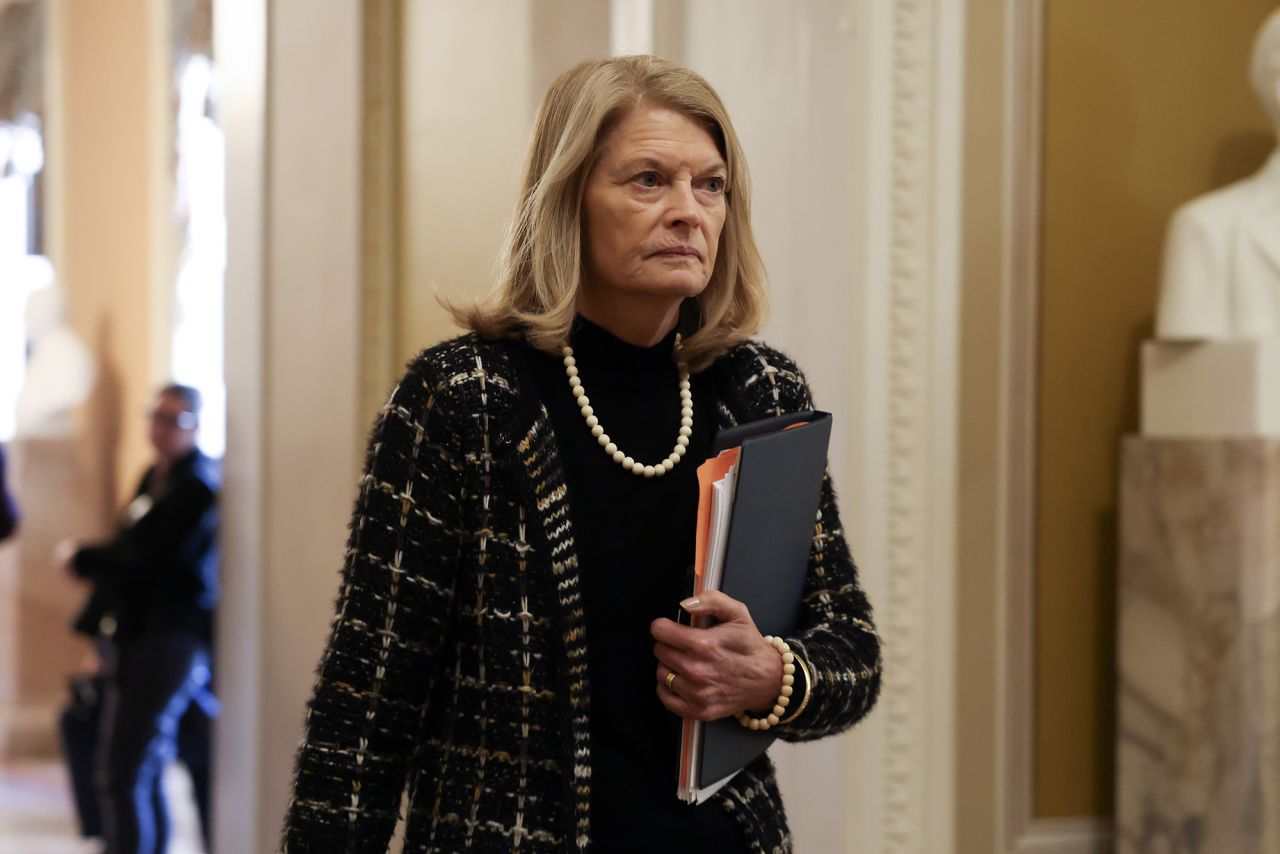 Sen. Lisa Murkowski heads to the Senate Chamber to vote on the Born-Alive Abortion Survivors Protection Act on January 22, in Washington, DC.