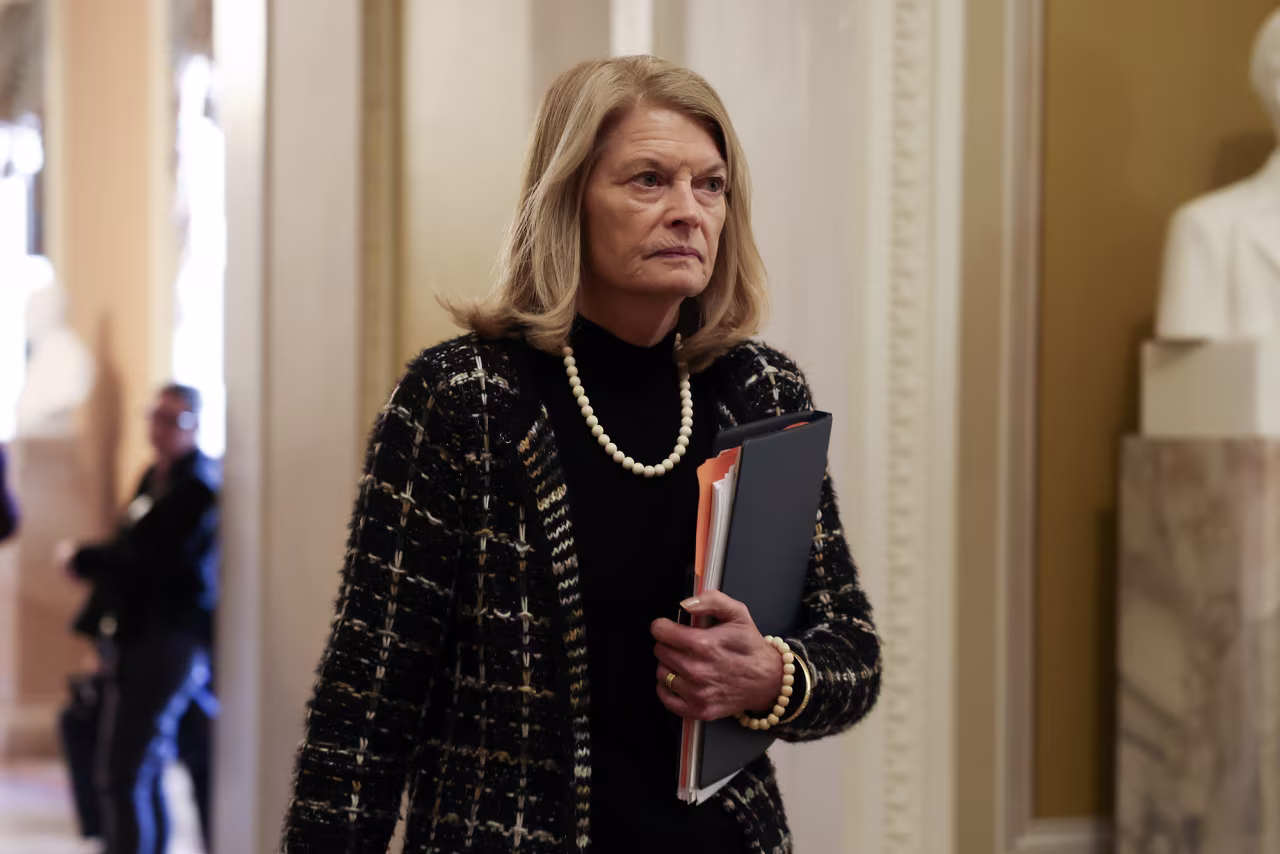 Sen. Lisa Murkowski heads to the Senate chamber in Washington, DC, on January 22.
