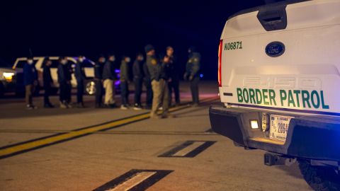 TUCSON, AZ - JANUARY 23:  (EDITOR'S NOTE: This Handout image was provided by a third-party organization and may not adhere to Getty Images' editorial policy.) In this handout provided by the U.S. Department of Defense, U.S. Customs and Border Protection Agents guide illegal immigrants to board C-17 Globemaster III aircraft at the Tucson International Airport, on January 23, 2025 in Tucson, Arizona. Under the direction of U.S. Northern Command, U.S. Transportation Command is ing Immigration and Customs Enforcement removal flights by providing military airlift. (Photo by Senior Airman Devlin Bishop/U.S. Department of Defense via Getty Images)