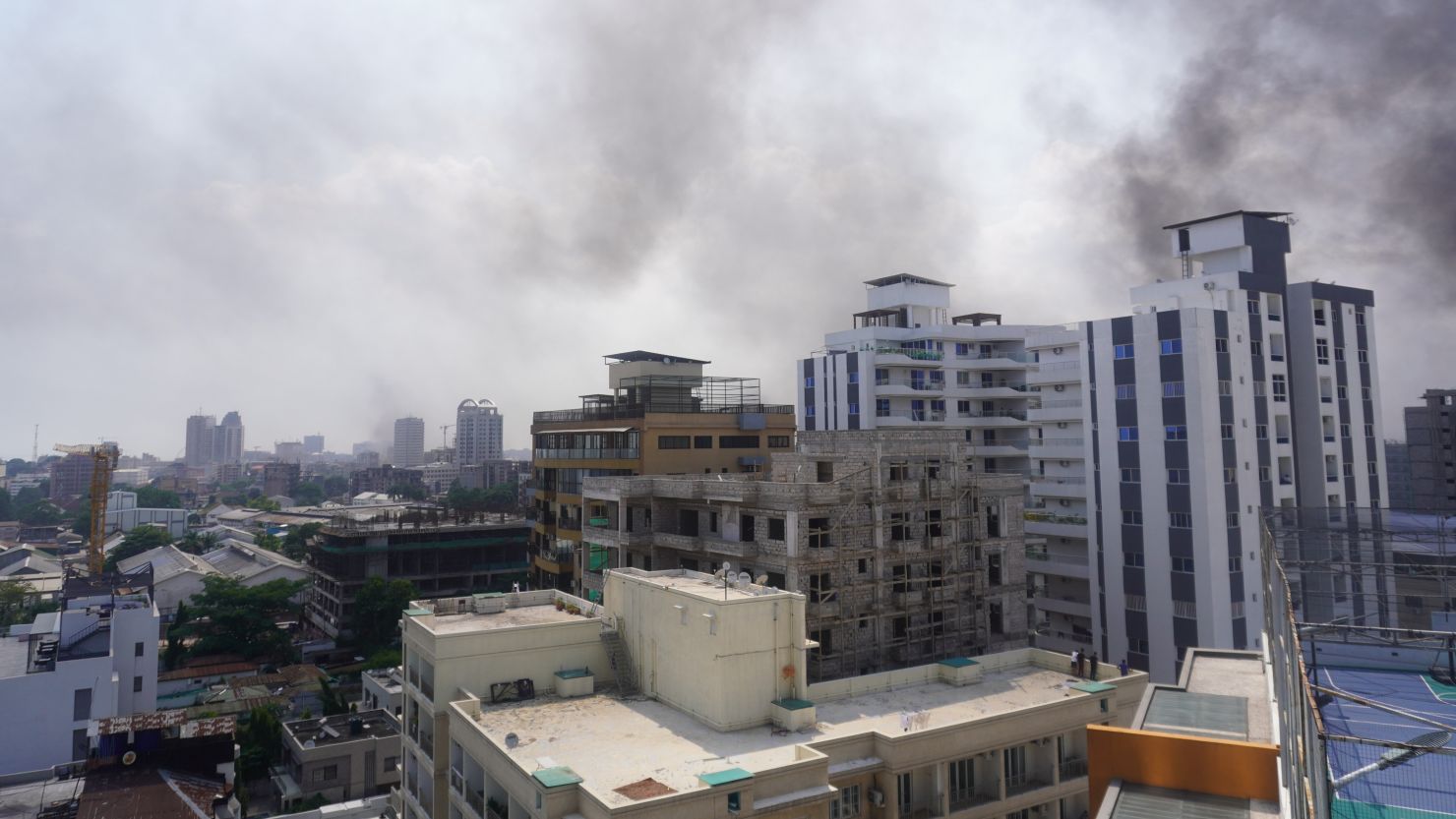 This photo taken on January 28, 2025, shows smokes caused by protesters shrouding the city of Kinshasa, the Democratic Republic of the Congo.