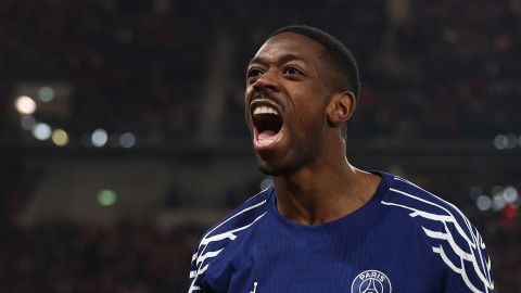 Paris Saint-Germain Ousmane Dembele celebra durante el triunfo ante el Stuttgart por la Liga de Campeones. Enero 29, 2025.