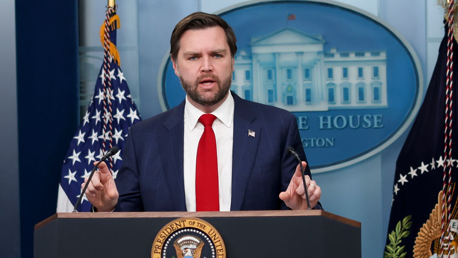 US Vice President JD Vance during a news conference at the White House on January 30, 2025.