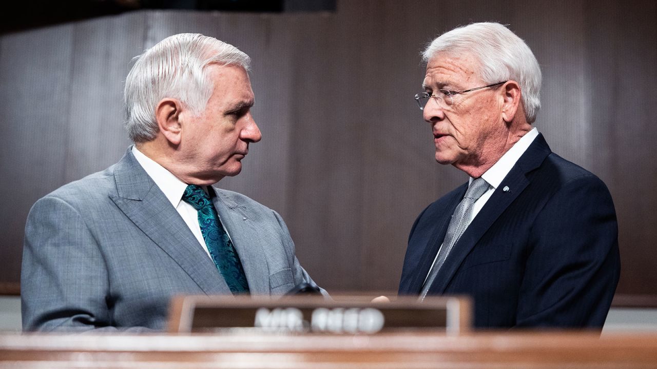 Chairman Roger Wicker, R-Miss., right, and ranking member Sen. Jack Reed, D-R.I., are seen before Daniel Driscoll, President Donald Trump's to be secretary of the Army, testified during his Senate Armed Services Committee confirmation hearing in Dirksen building on Thursday, January 30, 2025.