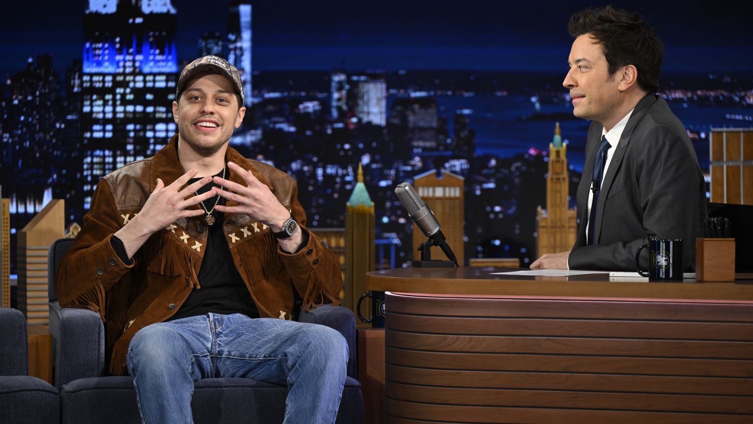 Pete Davidson during an interview with host Jimmy Fallon on Thursday, January 30, 2025