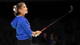 PALM BEACH GARDENS, FLORIDA - JANUARY 27: Kai Trump plays a shot before the TGL presented by SoFi match between the Jupiter Links Golf Club and Boston Common Golf at SoFi Center on January 27, 2025 in Palm Beach Gardens, Florida. (Photo by Megan Briggs/TGL/TGL via Getty Images)