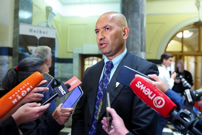 Министр охраны природы Новой Зеландии Тама Потака, на фото, беседует с журналистами 28 января 2025 года