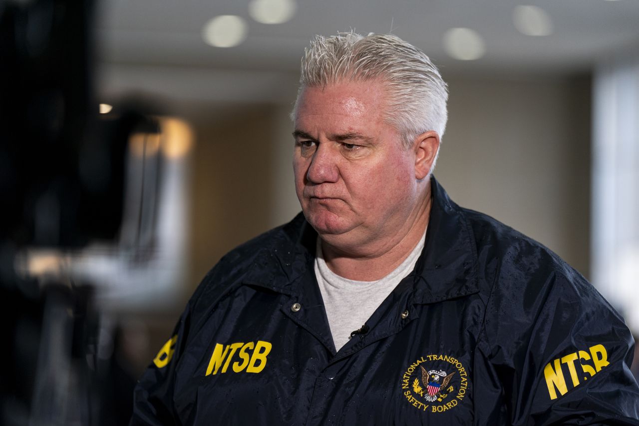 ARLINGTON, VIRGINIA - JANUARY 31: J. Todd Inman, member of the National Transportation Safety Board (NTSB), speaks with members of the media at Reagan National Airport as the search continues at the crash site of the American Airlines plane on the Potomac River on January 31, 2025 in Arlington, Virginia. The American Airlines flight from Wichita, Kansas collided midair with a military Black Hawk helicopter while on approach to Ronald Reagan Washington National Airport. According to reports, there were no survivors among the 67 people on both aircraft. (Photo by Al Drago/Getty Images)