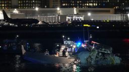 ARLINGTON, VIRGINIA - JANUARY 30: (EDITORS NOTE: Image contains graphic content) Emergency response units assess airplane wreckage in the Potomac River near Ronald Reagan Washington Airport on January 30, 2025 in Arlington, Virginia. An American Airlines flight from Wichita, Kansas collided with a helicopter while approaching Ronald Reagan National Airport. (Photo by Andrew Harnik/Getty Images)