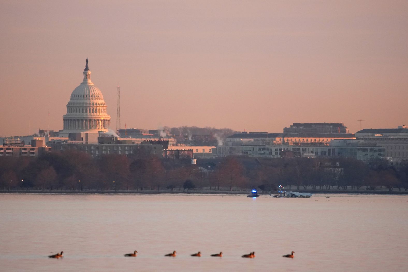 Emergency response units operate near the US Capitol on Thursday.