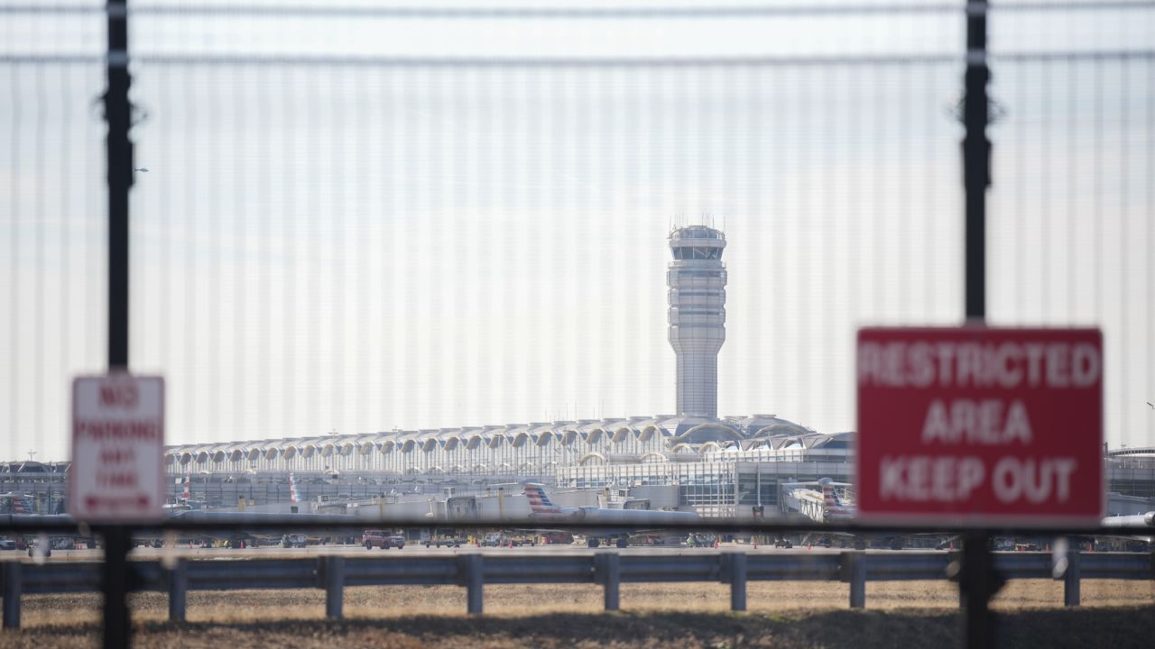 The control tower at the Reagan National Airport after the crash of an American Airlines plane on the Potomac River.